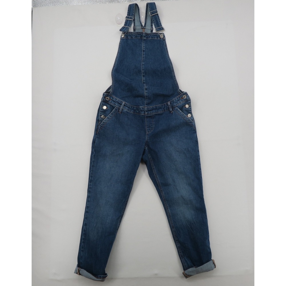 Gap Maternity Denim Overalls Medium Wash Stretch Cotton Blue Size S Small